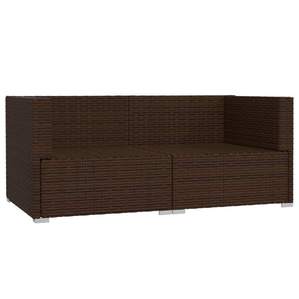 vidaXL Poly Rattan Patio Loveseat with Cushions - 2-Seater Outdoor Lounge Set in Brown and Cinnamon Red - Fabric Cushions
