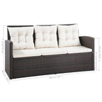 vidaXL Patio Sofa Set 5 Piece - Poly Rattan, Brown/Cream White Outdoor Furniture Set, Coffee Table & Cushions, Garden/Deck Lounge Area
