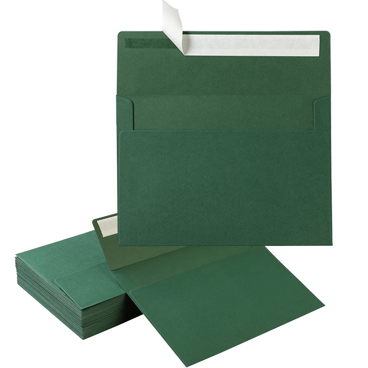 Wishop 100 Pack Dark Green A7 Envelopes Self-Adhesive 5X7 Envelopes For Invitations, 5X7 Greeting Cards