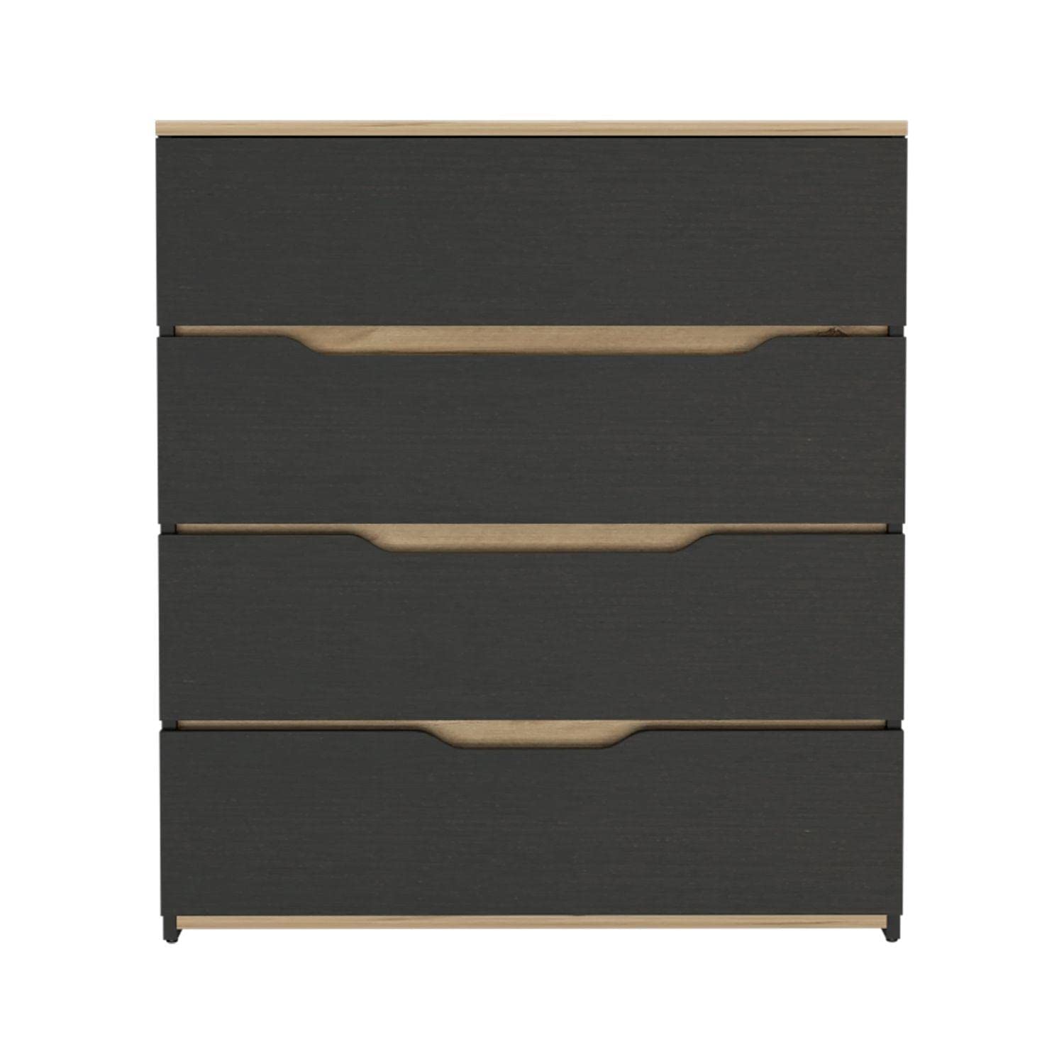 Drawer Dresser 35&quot; H, 4 Drawers, Superior Top, Black/Light Oak
