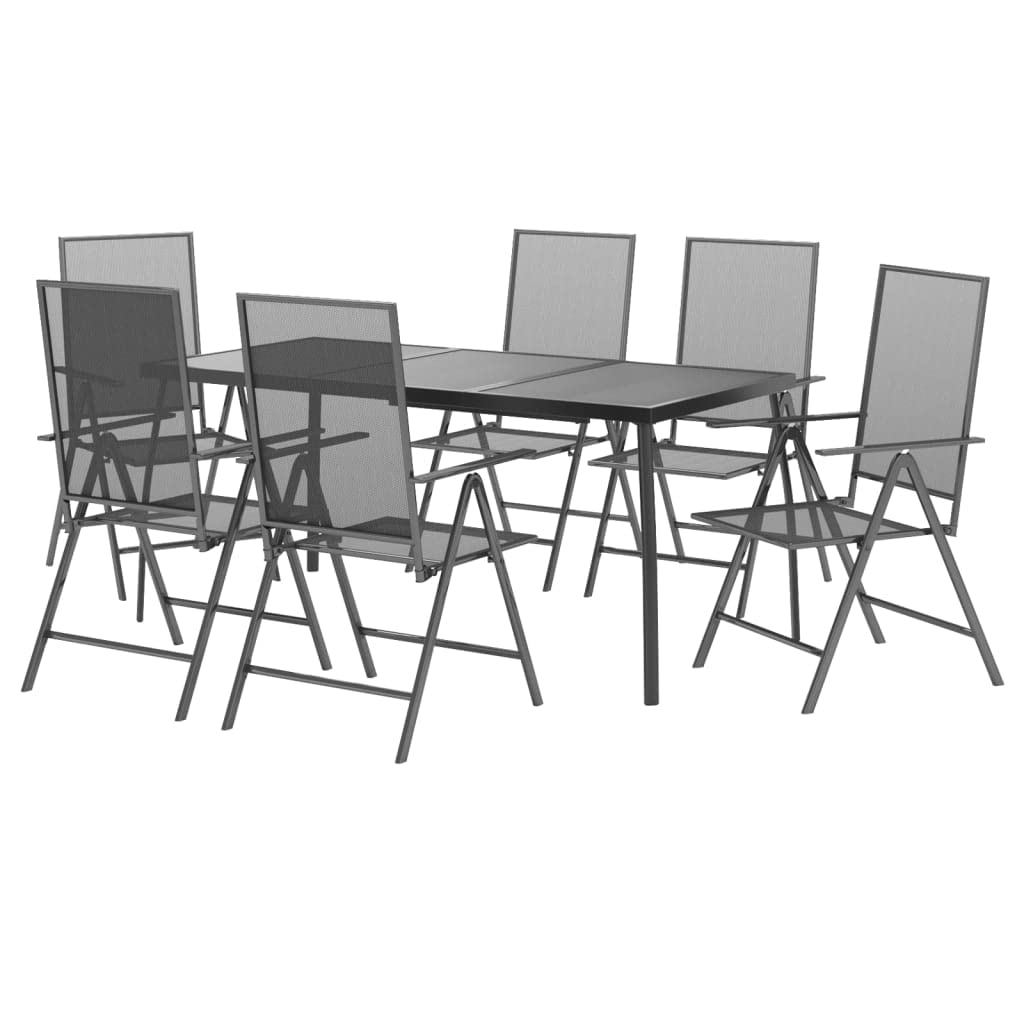 vidaXL Durable Steel 7 Piece Patio Dining Set - Thumbnail 2