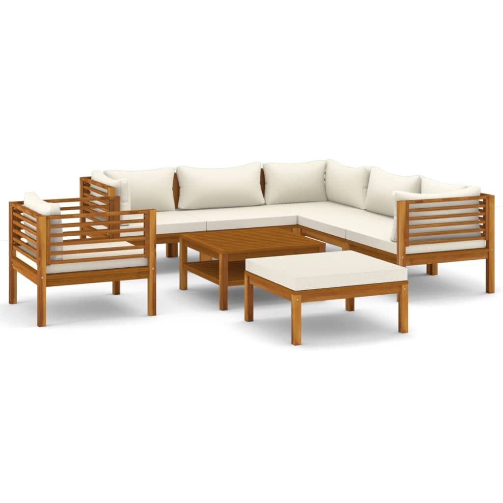 vidaXL Patio Lounge Set 8 Piece, Patio Furniture Set for Outdoor Garden, Sectional Sofa with Cushions, Corner Sofa, Retro Style, Solid Wood Acacia