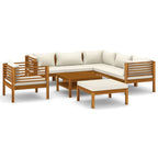 vidaXL Patio Lounge Set 8 Piece, Patio Furniture Set for Outdoor Garden, Sectional Sofa with Cushions, Corner Sofa, Retro Style, Solid Wood Acacia