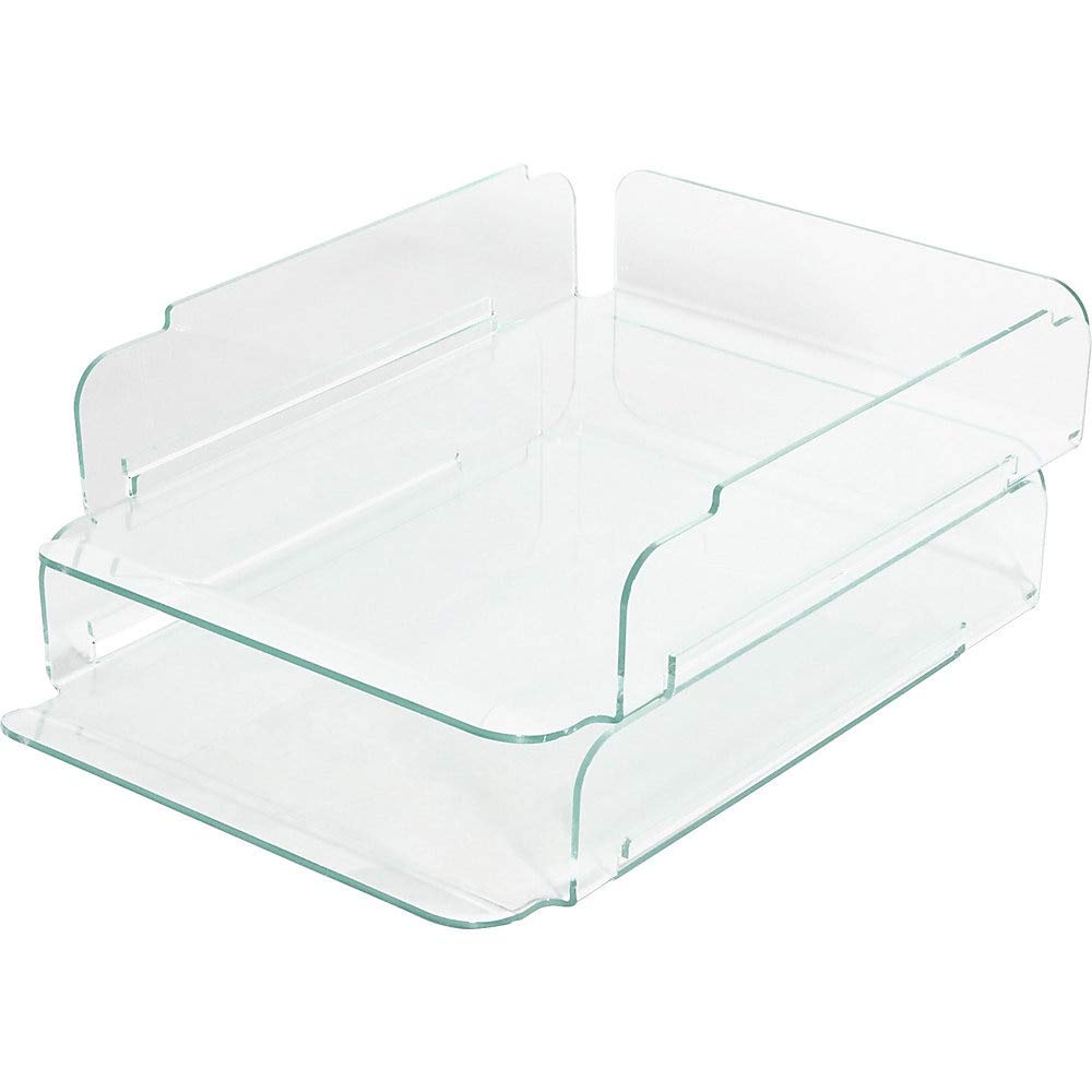 Lorell Llr80655 Stacking Letter Tray, 2 Per Pack, Clear/Green