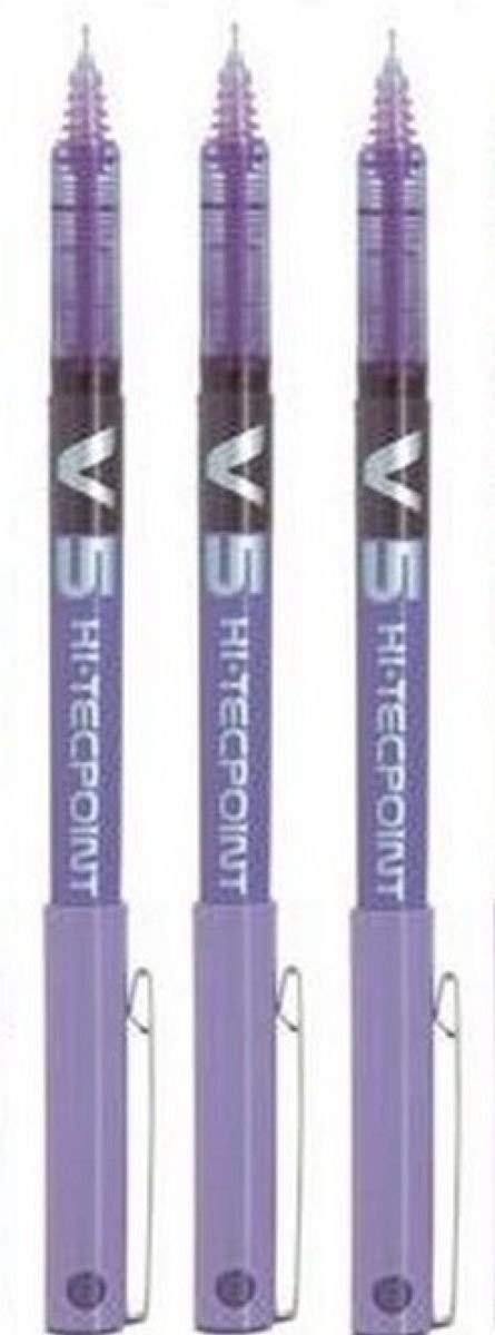 Pilot Bx V5 Violet Hi-Tecpoint Extra Fine Rollerball Pen 0.5Mm Nib Tip 0.3Mm Line Width (Pack Of 3)
