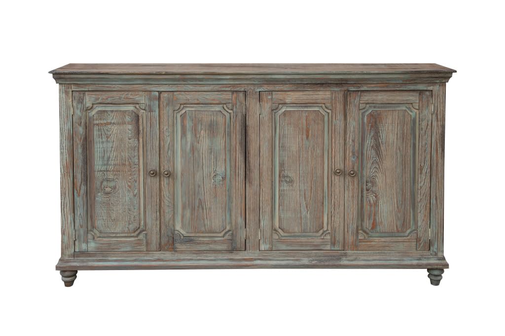 HomeRoots 527092 71 in. Solid & Manufactured Wood Distressed Credenza Green