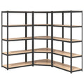 Vidaxl 3X 5-Layer Heavy-Duty Shelves Industrial Shelving Workshop Storage Rack Warehouse Corner Shelf Unit Gray Steel And Engineered Wood