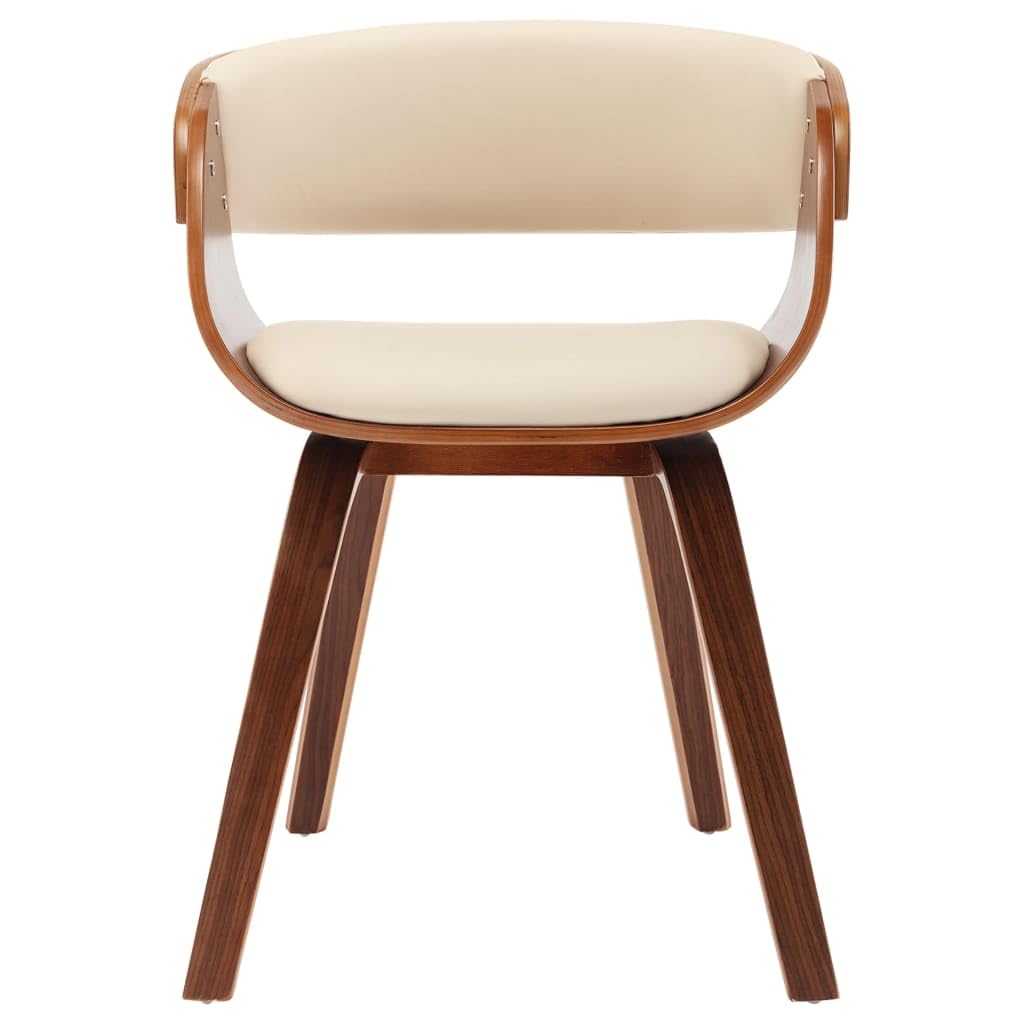 vidaXL Chic Cream and Dark Brown Bentwood Dining Chair with Faux Leather Upholstery, Perfect for Kitchen, Dining Room or Office