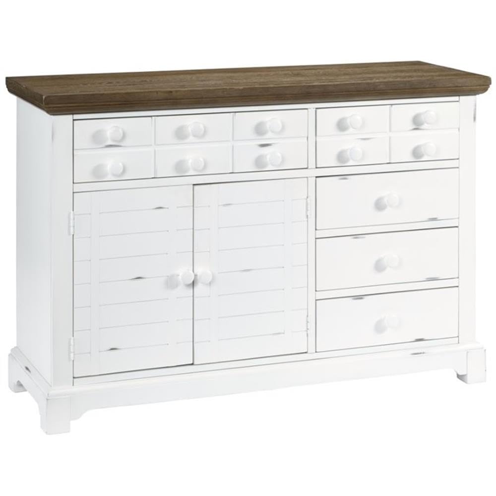 Progressive Furniture Server, Light Oak/ Distressed White