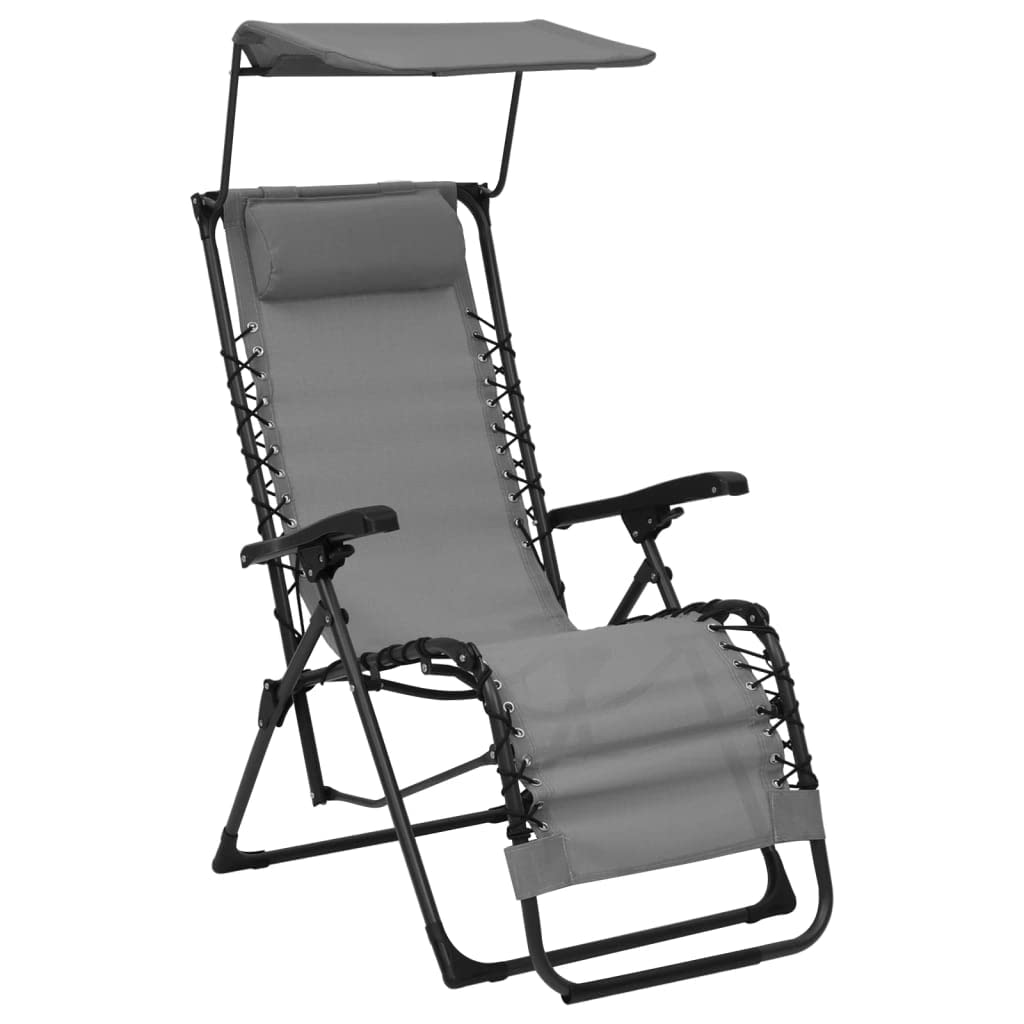 Vidaxl Folding Deck Chair Textilene Gray