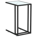 Vidaxl Computer Side Table C Shaped End Table White Marble Tempered Glass