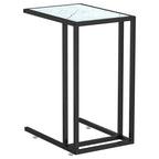 Vidaxl Computer Side Table C Shaped End Table White Marble Tempered Glass