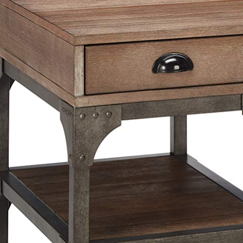 HomeRoots Furniture Weathered Oak & Antique Silver Desk, Multicolor