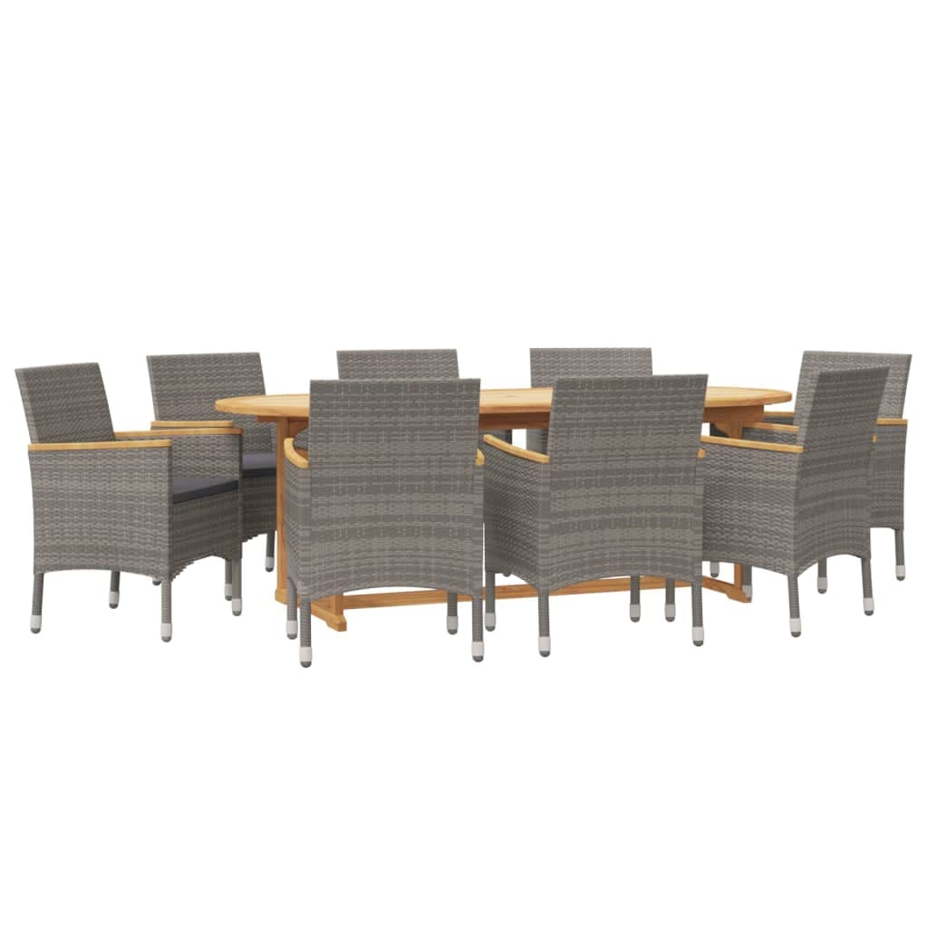 vidaXL 9-Piece Garden Dining Set with Cushions - Solid Acacia Wood Construction, Comfortable Seating Design, Perfect for Patio or Outdoor Settings