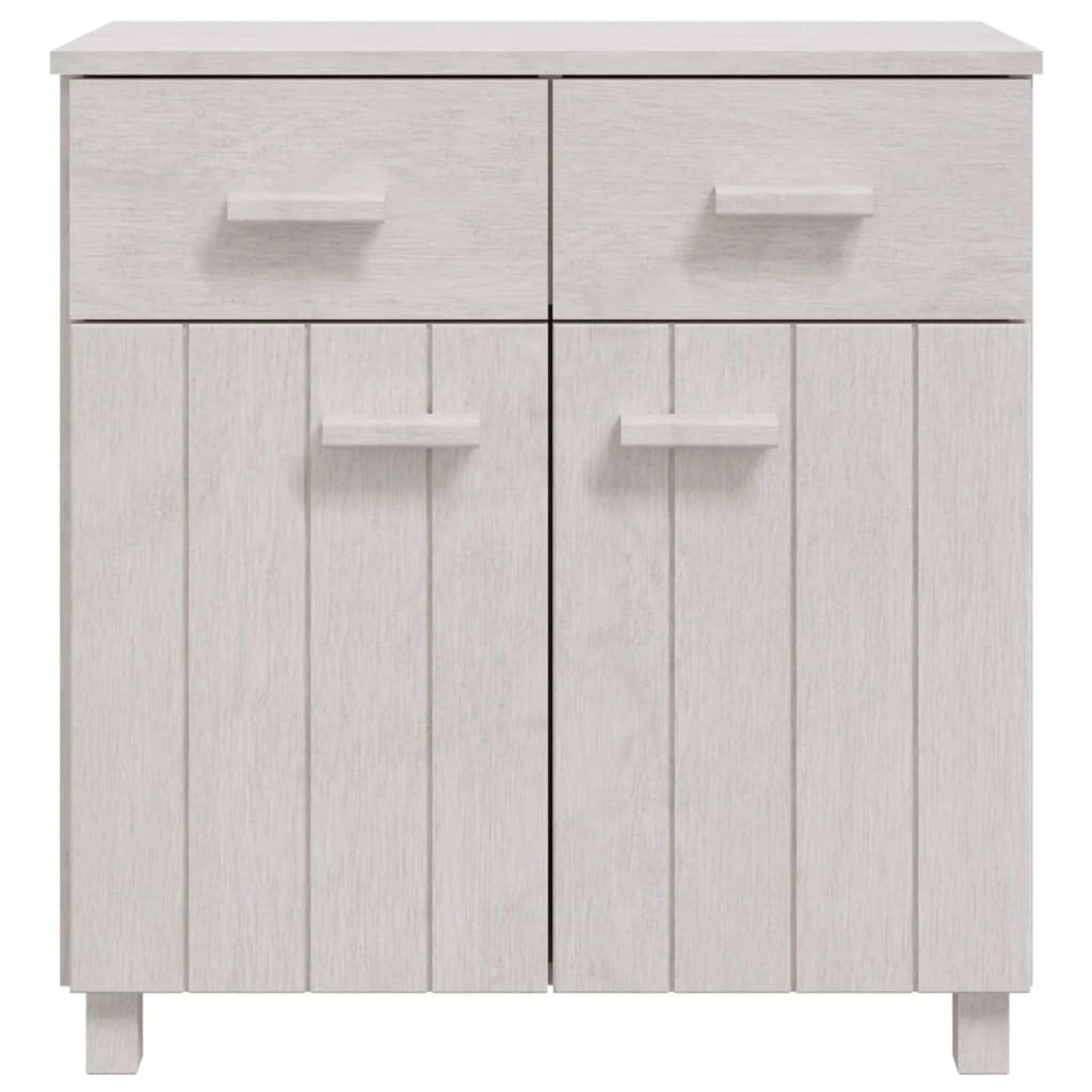 vidaXL HAMAR Solid Wood Highboard, Wooden Sideboard with Storage in White, 2 Doors and 2 Drawers, 31.1"x15.7"x31.5"