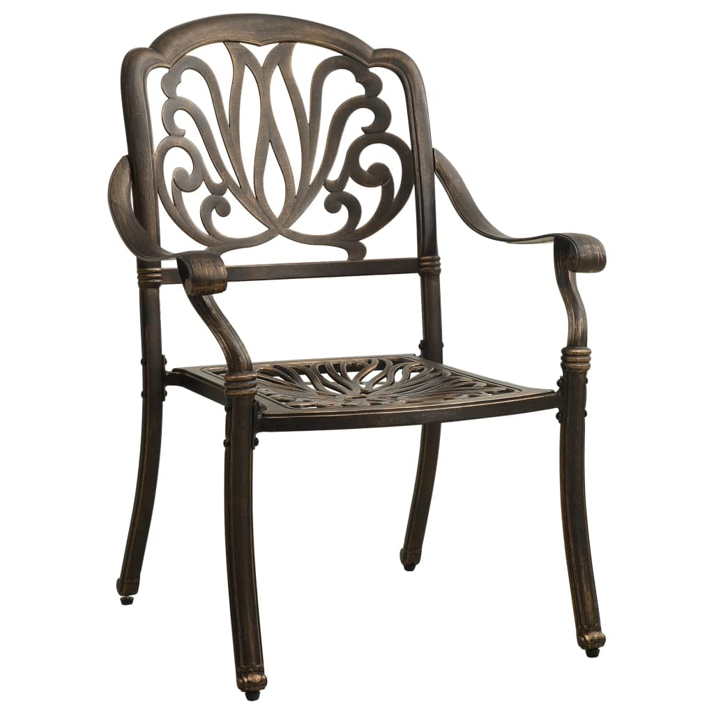 vidaXL Patio Chairs Set – 2 pcs Cast Aluminum Outdoor Furniture, Weather-Resistant and Rust-Resistant, with Elegant Seat and Back Patterns, in a Stunning Bronze Color, Perfect for Gardens and Patios