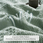 Phf Cooling Waffle Blanket Twin Size, Lightweight 60% Rayon Derived From Bamboo & 40% Cotton Breathable Blanket For Hot Sleepers, Soft And Luxury For Bed Couch And Sofa, 66'X90', Sage Green