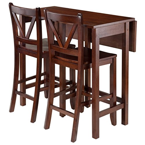 Ergode Space-Saving 3-Pc Lynnwood Drop Leaf Table with 2 V-Back Stools