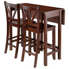 Ergode Space-Saving 3-Pc Lynnwood Drop Leaf Table with 2 V-Back Stools