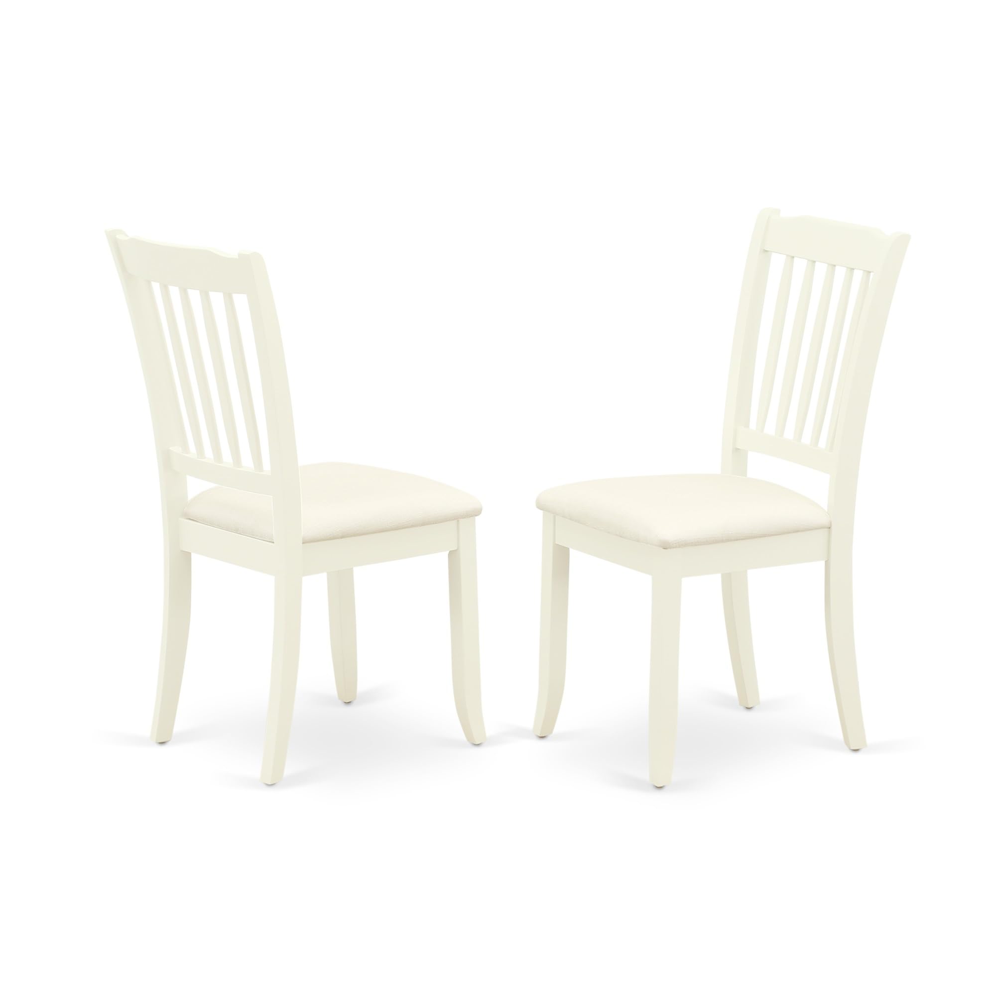 Ergode MZDA5-LWH-C-VV 5Pc Wood Dining Table Set - Modern & Stylish, Kitchen Table & 4 Chairs with Linen Seats, Drop Leaf, White 