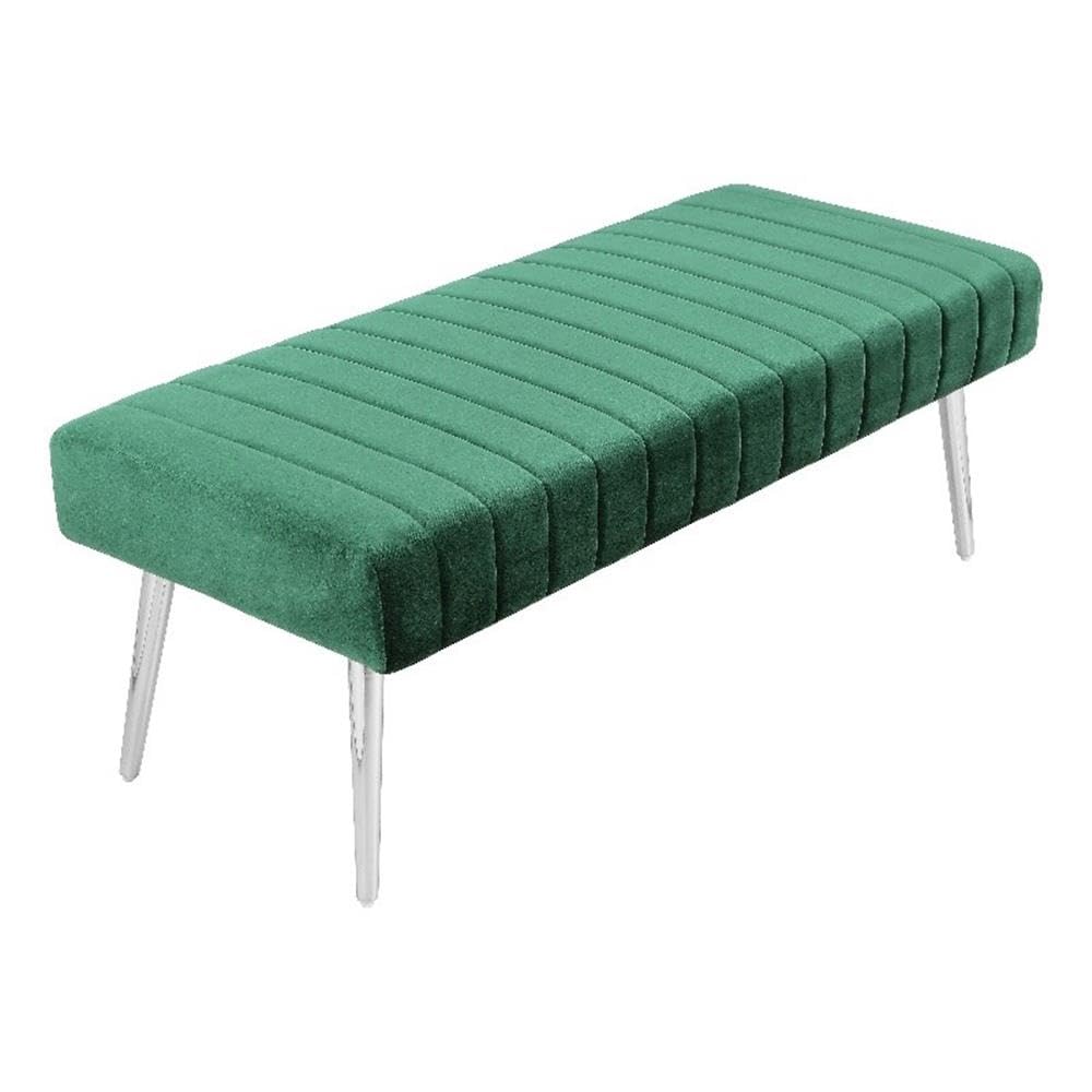 Pangea Home Hilda 17" Modern Velvet Upholstered Bench In Green