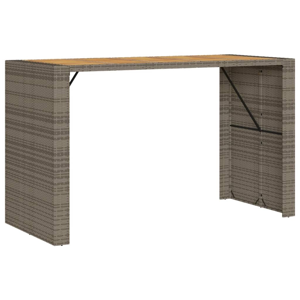 vidaXL Patio Table - Acacia Wood Top, Gray PE Rattan, Modern Outdoor Garden Furniture 72.8x31.5x43.3