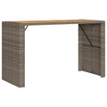 vidaXL Patio Table - Acacia Wood Top, Gray PE Rattan, Modern Outdoor Garden Furniture 72.8x31.5x43.3