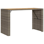 vidaXL Patio Table - Acacia Wood Top, Gray PE Rattan, Modern Outdoor Garden Furniture 72.8x31.5x43.3