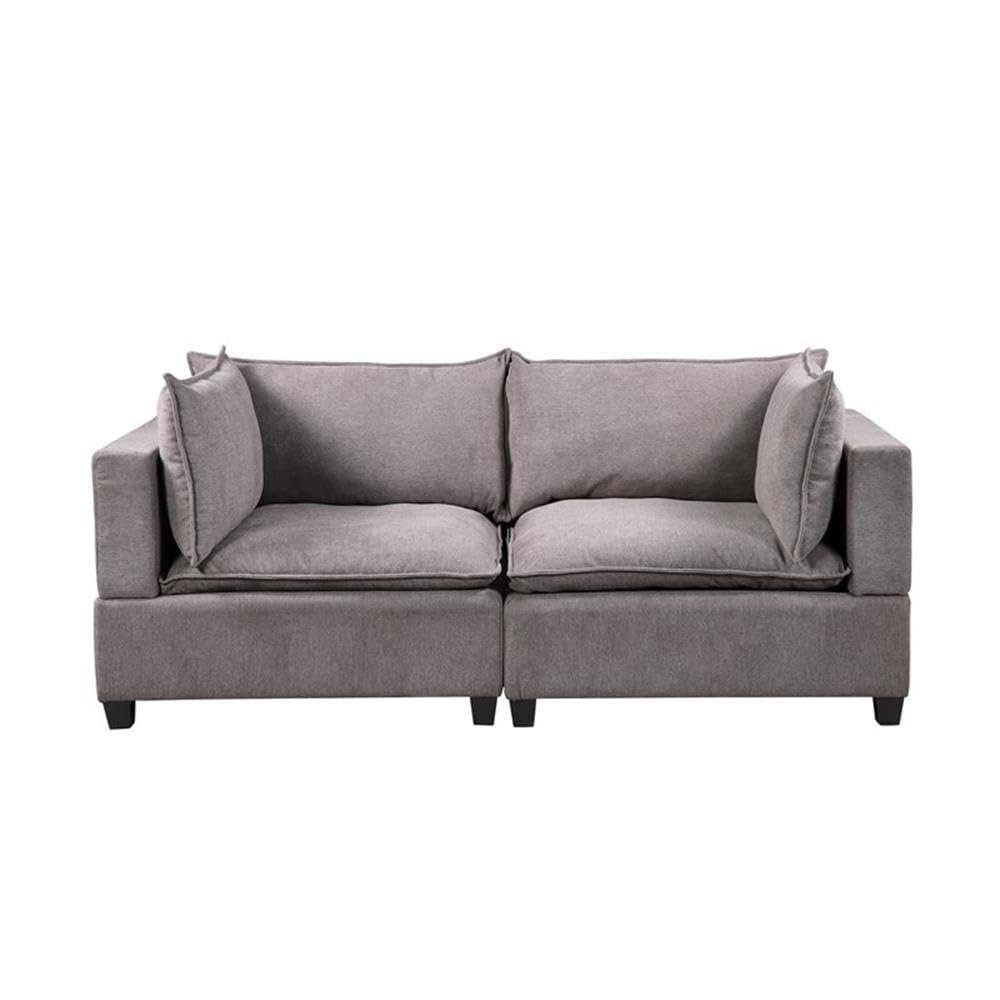 Lilola Home Madison Light Gray Fabric Sofa Loveseat Living Room Set
