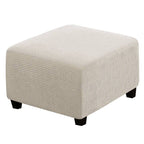 H.Versailtex Square Ottoman Covers Ottoman Slipcovers Folding Storage Stool Furniture Protector Form Fit With Elastic Bottom, Stretch High Spandex Small Checks Jacquard Fabric(Large,Island Fossi)