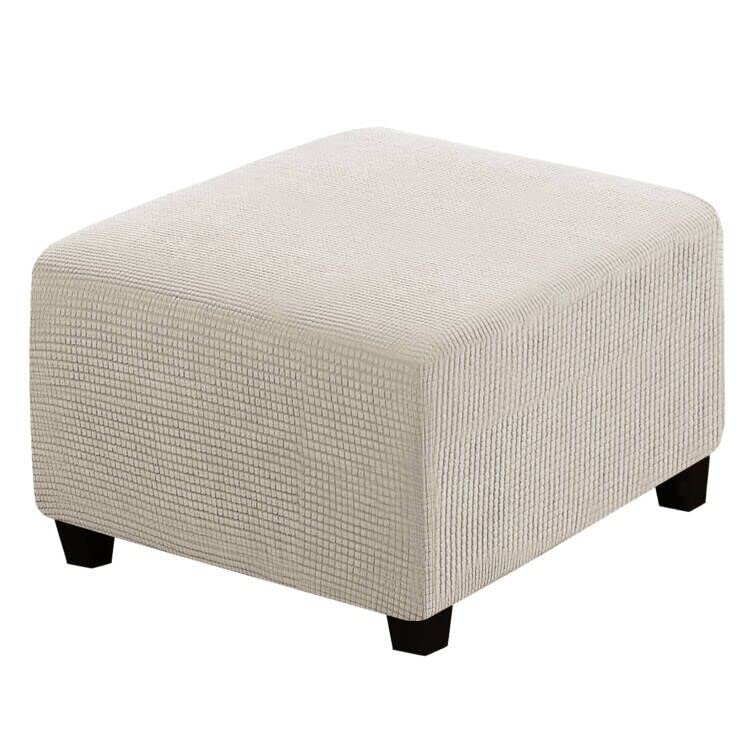 H.Versailtex Square Ottoman Covers Ottoman Slipcovers Folding Storage Stool Furniture Protector Form Fit With Elastic Bottom, Stretch High Spandex Small Checks Jacquard Fabric(Large,Island Fossi)