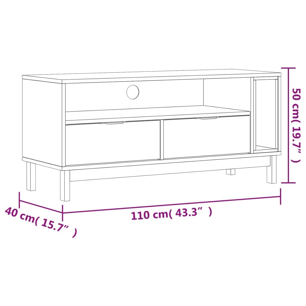 vidaXL Solid Pine Wood TV Cabinet FLAM - Effective Cable Management & Storage, Robust Display Surface, Assembly Required, Oak Color Finish, Measures 43.3&quot;x15.7&quot;x19.7&quot;