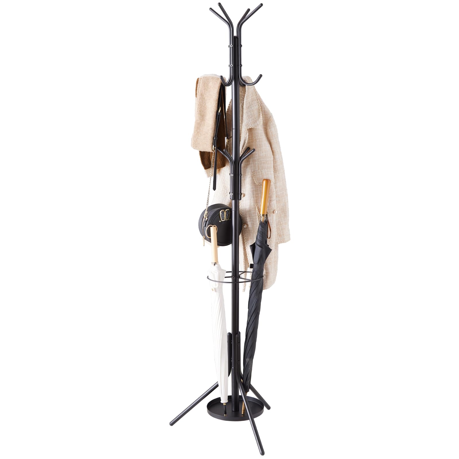 Kitsanery Coat Rack Freestanding,Metal Coat Tree with Umbrella Holder,Hat and Coat Rack Stand for Entryway, Hallway, Living Room