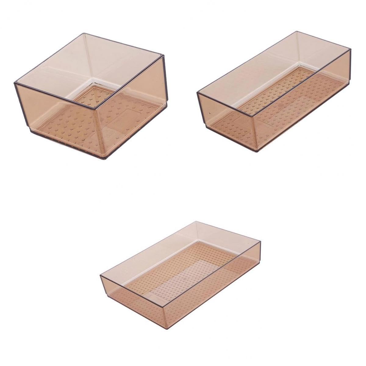 Merishopp 3Pcs Drawer Organizer Storage Box Divider Compartment Organization Tray