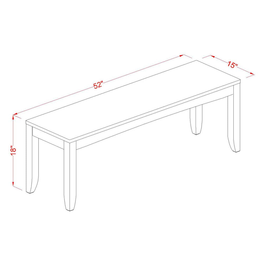 East West Furniture LYB-ESP-W Lynfield Dining Room Bench with Solid Wood Seat, 52x15x18 Inch, Espresso