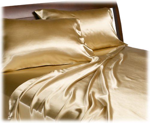 Divatex Home Fashions Royal Opulence Satin Full Sheet Set, Brass