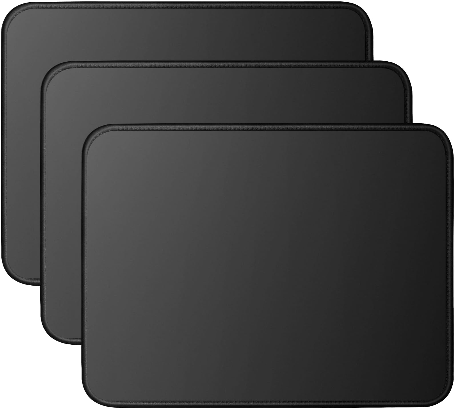 Tonos Mouse Pad 3 Packs, Basic Black Mouse Pad For Desk 11 X 8 3/4 X 1/8 In With Urtra-Smooth Surface, Stitched Edges And Non-Sl