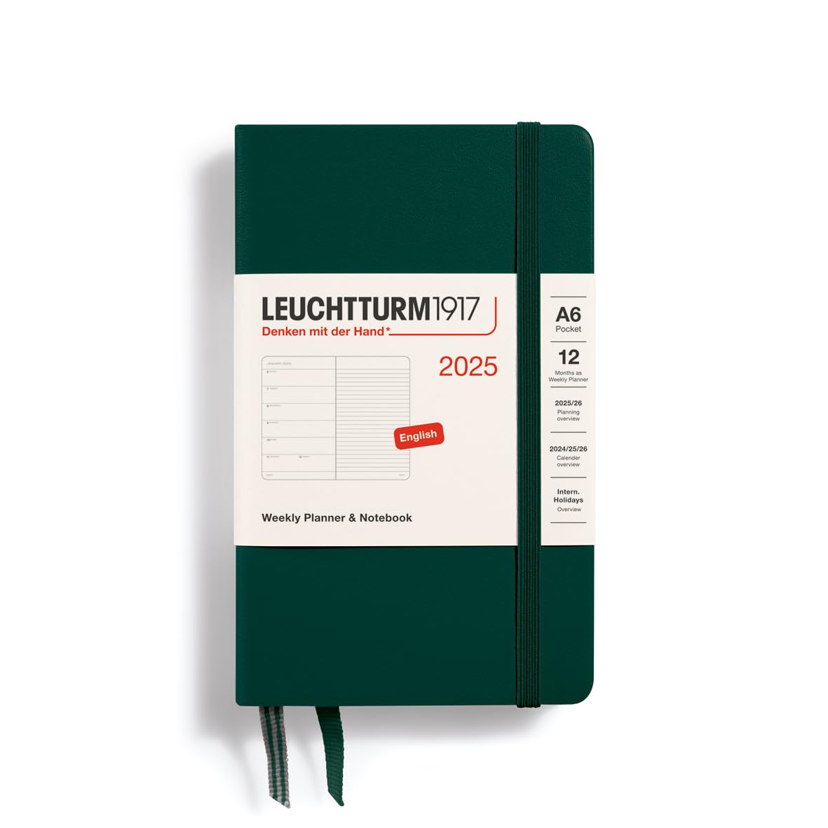 Leuchtturm1917 - Weekly Planner & Notebook 2025, Hardcover, Pocket (A6), Forest Green (Jan 1 - Dec 31, 2025)