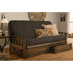 Kodiak Furniture Tucson Frame With Linen Fabric Mattress In Rustic Walnut/Gray