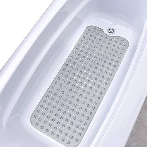 RIVUGJA Anti Skid Mat for Bath and Bathroom Shower Mat | Non Slip PVC Rubber Bath Mat with Suction Cup (40 X 100 CM)