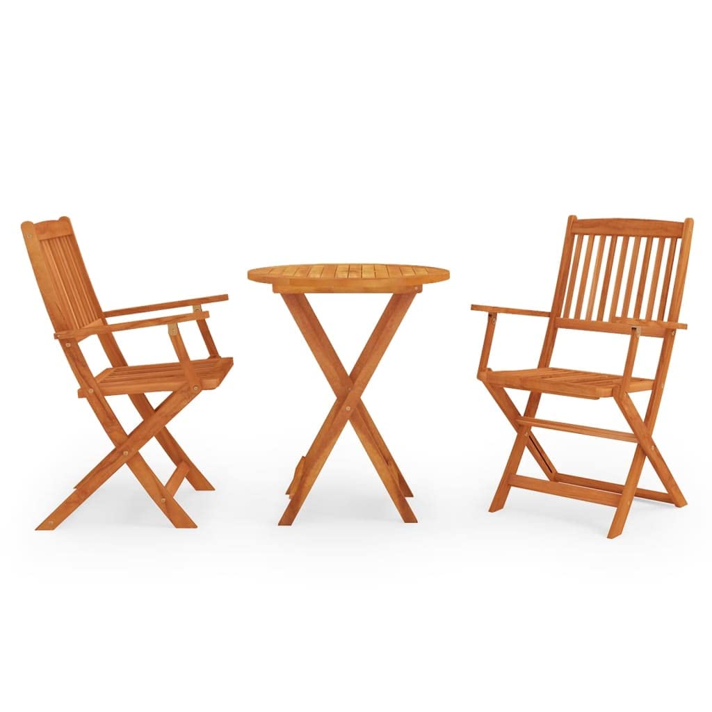 vidaXL Patio Dining Set 3 Piece, Outdoor Dining Set for 2, Table and Chair for Garden Backyard, Dining Chair, Retro Style, Solid Eucalyptus Wood