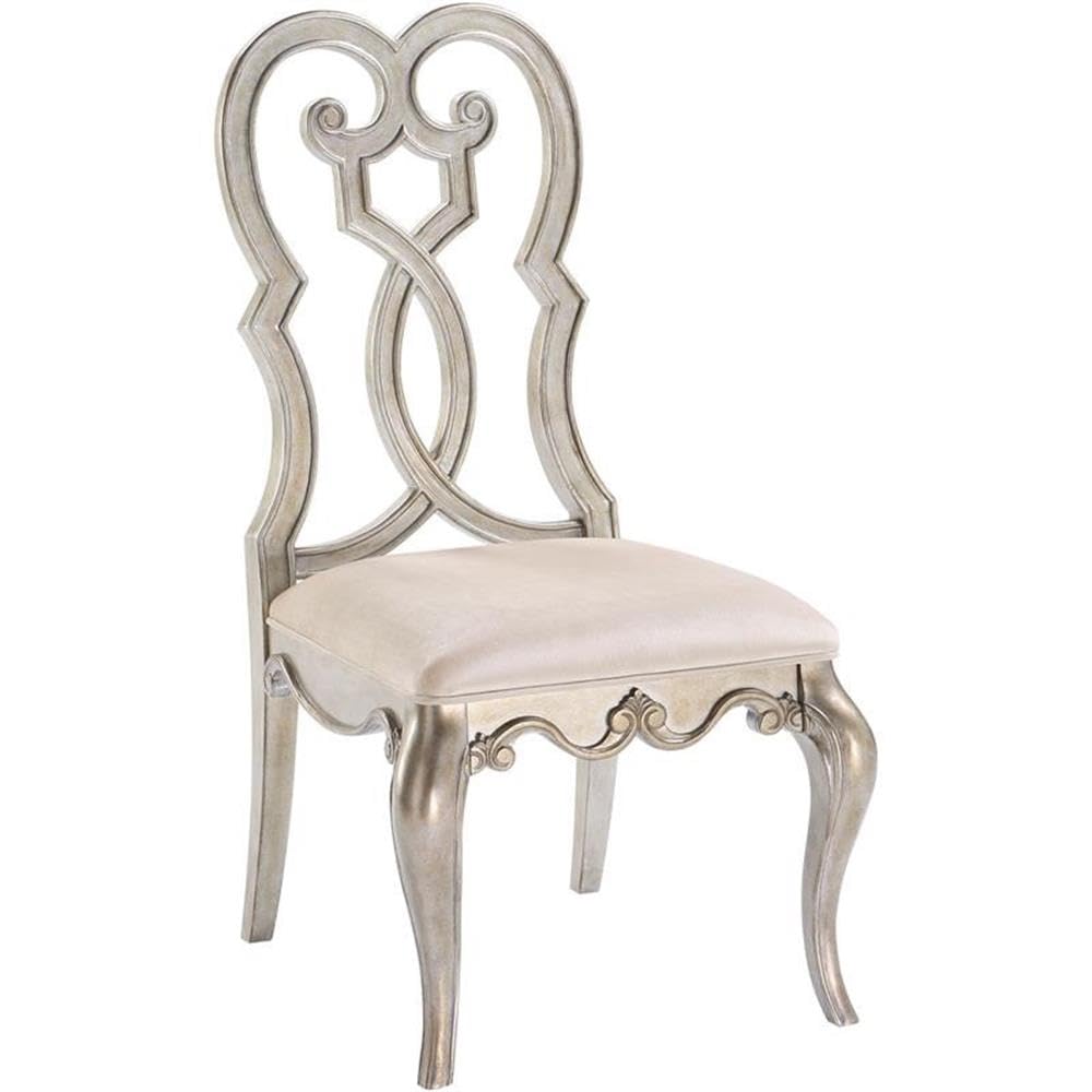 Acme Esteban Velvet Upholstered Side Chair in Ivory