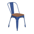 Flash Furniture Metal Colorful Restaurant Chair, 20&Quot; Dx18 Wx33 H, Blue/Teak
