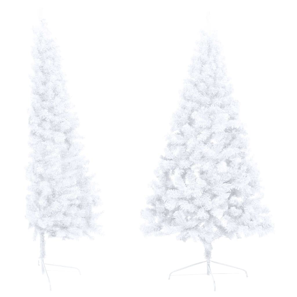 Vidaxl 4Ft Half Christmas Tree - Indoor/Outdoor White Pvc Festive Decoration With Stand – Steel Base Artificial Christmas Tree