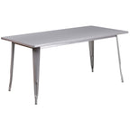 Flash Furniture Charis Commercial Grade 31.5" x 63" Rectangular Silver Metal Indoor-Outdoor Table