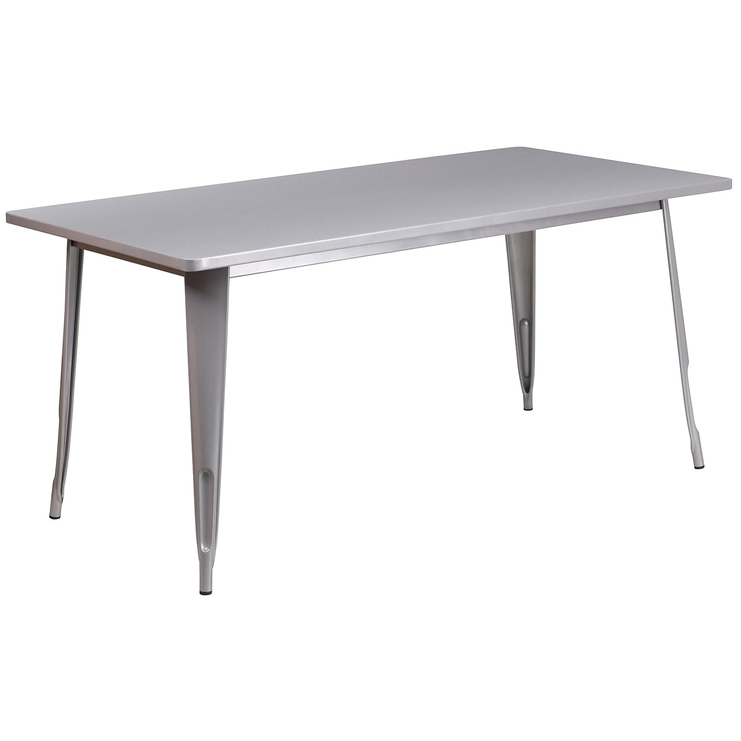 Flash Furniture Charis Commercial Grade 31.5" x 63" Rectangular Silver Metal Indoor-Outdoor Table