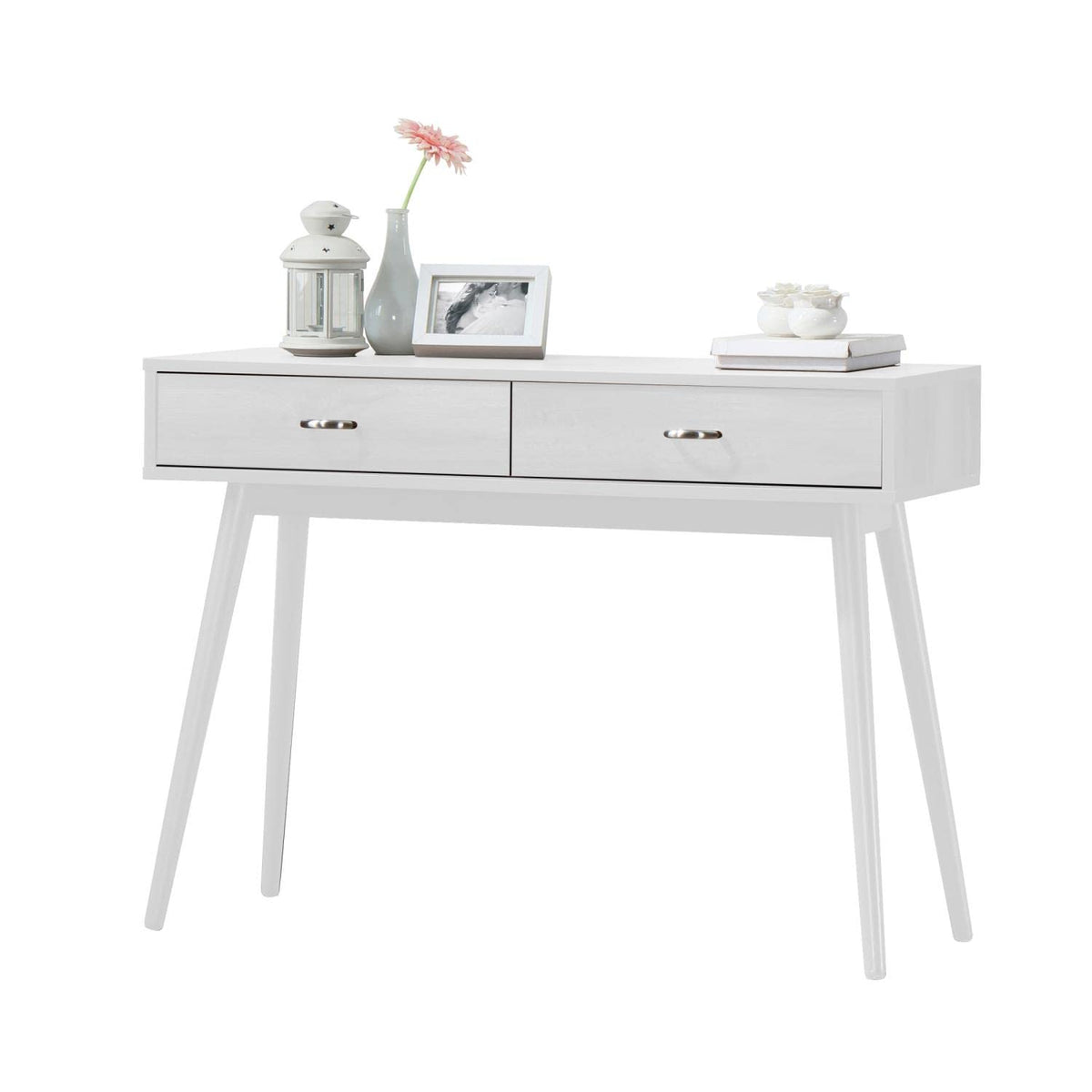 4D Concepts Montage Midcentury Wooden Writing Desk In White