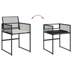 vidaXL Patio Dining Set with Cushions 5-Piece Black Poly Rattan Garden Furniture, Foldable Chairs, Glass Tabletop, UV-Resistant