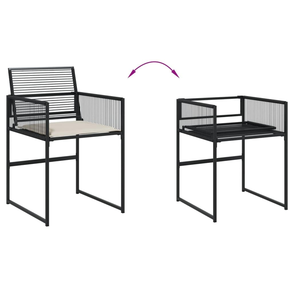 vidaXL Patio Dining Set with Cushions 5-Piece Black Poly Rattan Garden Furniture, Foldable Chairs, Glass Tabletop, UV-Resistant