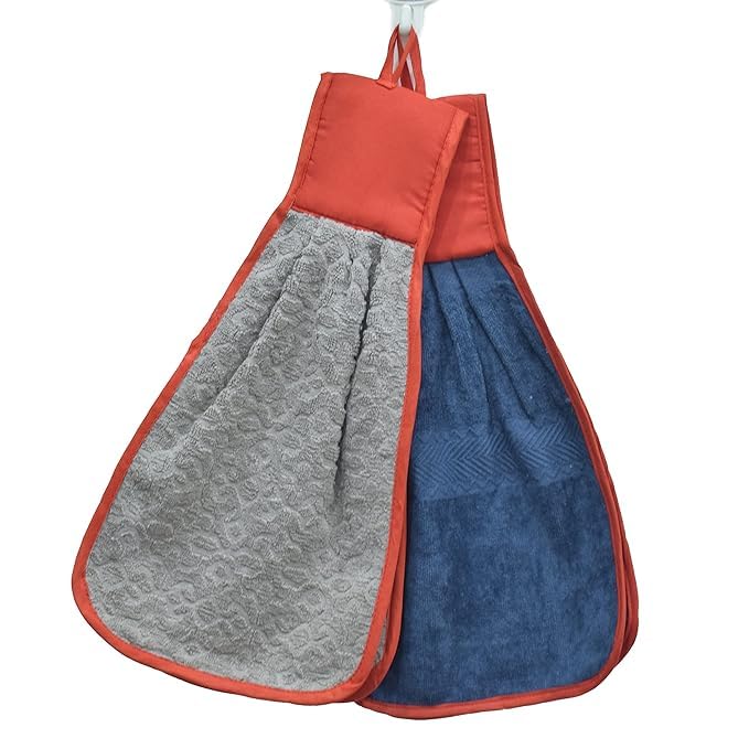 MAMRAJ Pure Cotton Hanging Hand || Napkin for Kitchen and Wash Basin Towel || Multi || Set of (3)